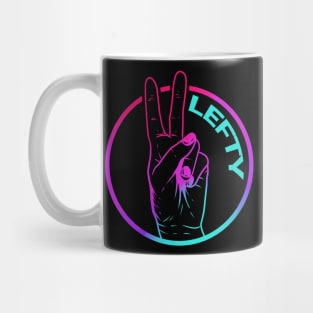 Vaporwave 80's lefty logo - the left-hander Mug